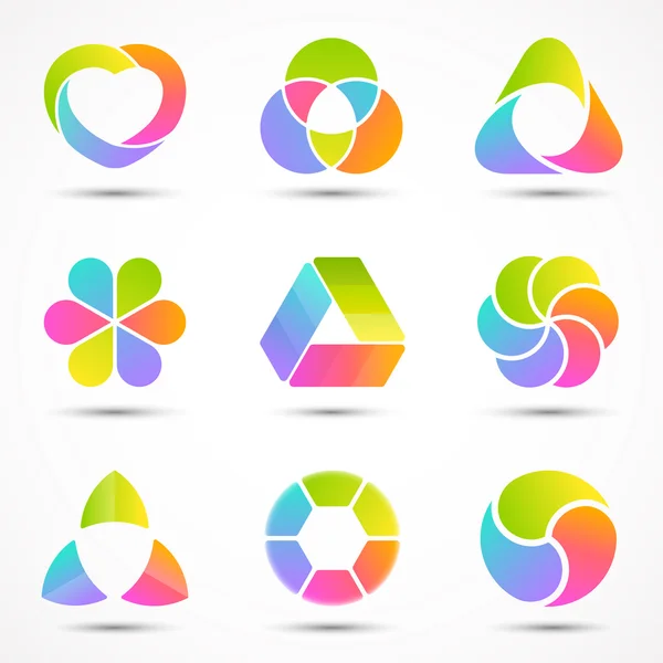 Conjunto de plantillas de logotipo. vector moderno círculo abstracto signo creativo o símbolo. Diseño paquete de elementos geométricos . — Archivo Imágenes Vectoriales