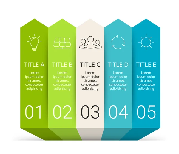 Vektor lineáris nyilak eco infographic. Ökológia sablon, diagram, grafikon, ismertetése és diagram. Környezeti care koncepciót az 5 lehetőségek, alkatrészek, lépéseket vagy folyamatok. Természet koncepció. — Stock Vector