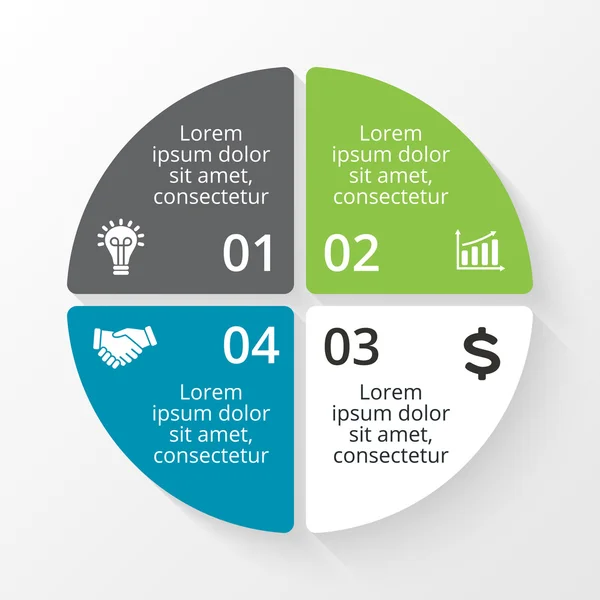 Infographie en cercle vectoriel. Modèle pour diagramme de cycle, graphique, présentation et diagramme rond. Concept d'entreprise avec 4 options, pièces, étapes ou processus. Contexte abstrait . — Image vectorielle