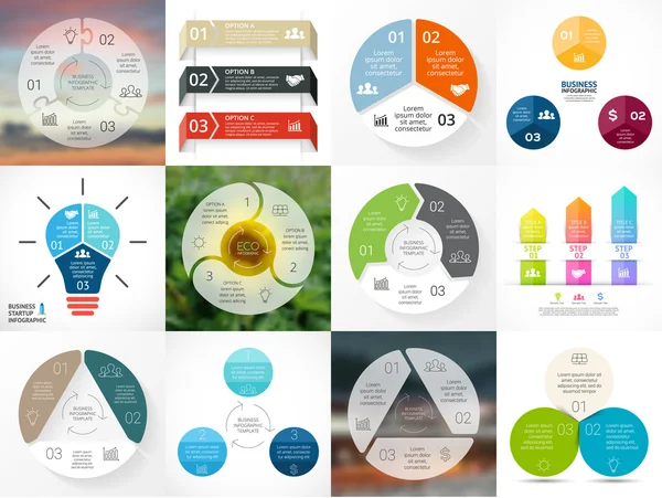 Infografía del círculo vectorial. Plantilla para diagrama de ciclo, gráfico, presentación y gráfico redondo. Concepto de negocio con 3 opciones, partes, pasos o procesos. Visualización de datos . — Archivo Imágenes Vectoriales