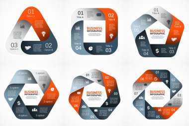 Vector geometric infographic. Template for cycle diagram, graph, presentation and round chart. Business concept with 3, 4, 5, 6, 7, 8 options, parts, steps or processes. Abstract background.