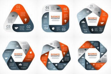 Vector geometric infographic. Template for cycle diagram, graph, presentation and round chart. Business concept with 3, 4, 5, 6, 7, 8 options, parts, steps or processes. Abstract background.