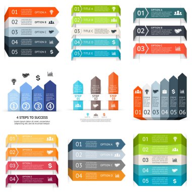 Vector arrows lines infographic. Template for diagram, graph, presentation and chart. Business startup concept with 4, 5, 6 options, parts, steps, processes. Abstract background. Data visualization.