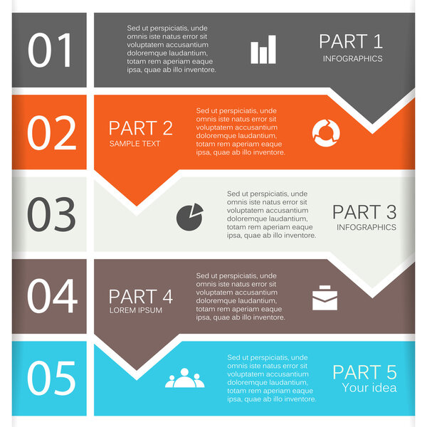 Vector lines arrows infographic. Template for diagram, graph, presentation and chart. Business concept with 5 options, parts, steps or processes. Abstract background.