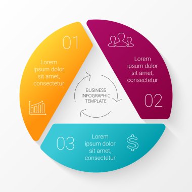 Vektör daire Infographic. Döngü diyagramı, grafik, sunum ve yuvarlak grafik şablonu. Seçenekler, parça, adımları ya da işlemler ile iş kavramı. Doğrusal grafiği.