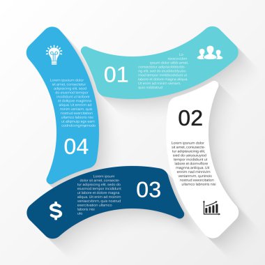 vektör daire Infographic. döngü diyagramı, grafik, sunum ve yuvarlak grafik şablonu. 4 seçenekleri, parçalar, adımları veya işlemler ile iş kavramı. arka plan.