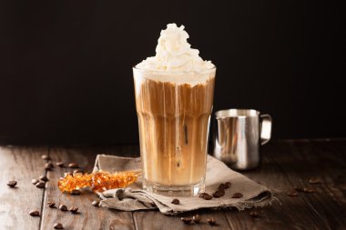 Iced coffee with whipped cream clipart