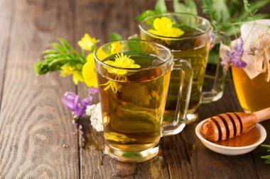 Cam bardak bitkisel çay