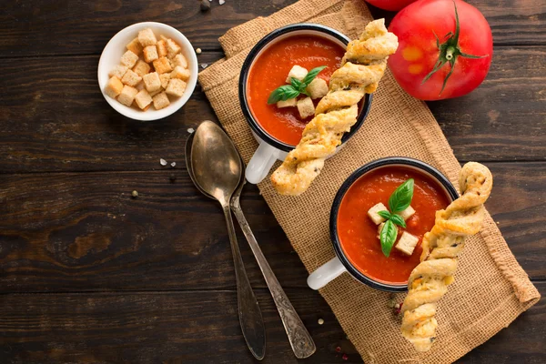 Sopa de tomate pimenta vermelha — Fotografia de Stock