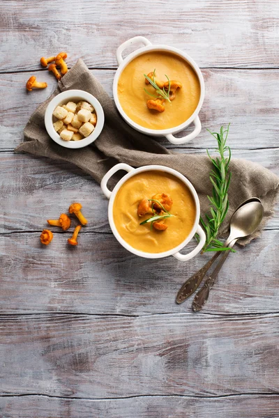 Soup with chanterelles and herbs — Stock Image Soup with chanterelles and herbs Stock Photo