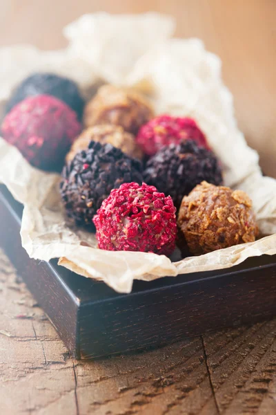 Assorted dark chocolate truffles — Stock Photo, Image