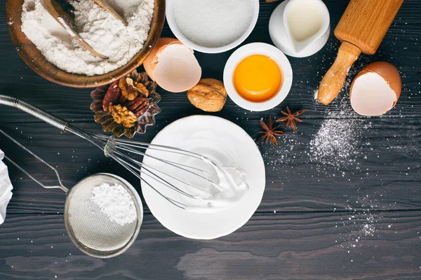 Baking ingredients for Christmas pastry