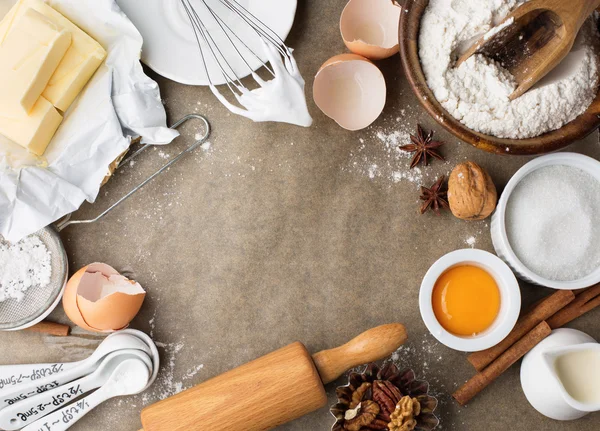 Ingredienti da forno per pasticceria natalizia — Foto Stock