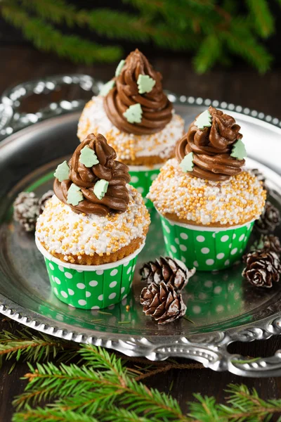 Christmas vanilla Cupcakes — Stock Photo, Image