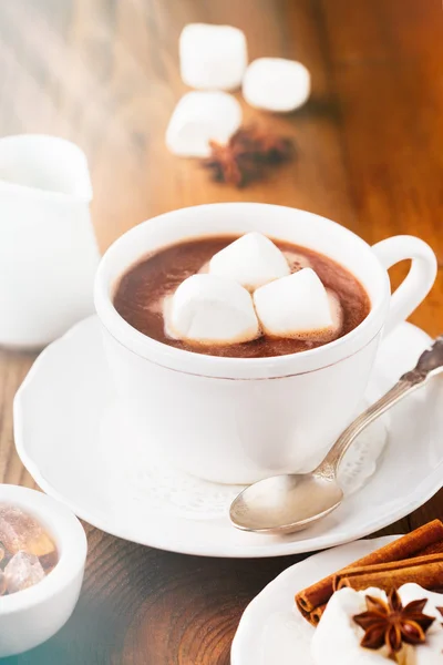 Horká čokoláda s marshmallows — Stock fotografie