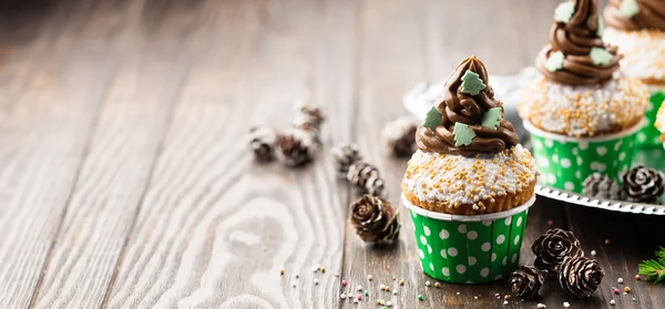 Christmas vanilla Cupcakes — Stock Photo, Image