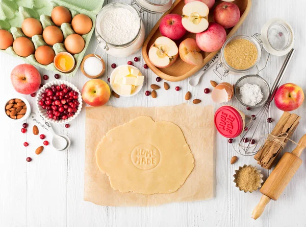 Осіння Концепція Зимової Випічки Приготування Фону Випічки Інгредієнтами Яблуками Спеціями — стокове фото