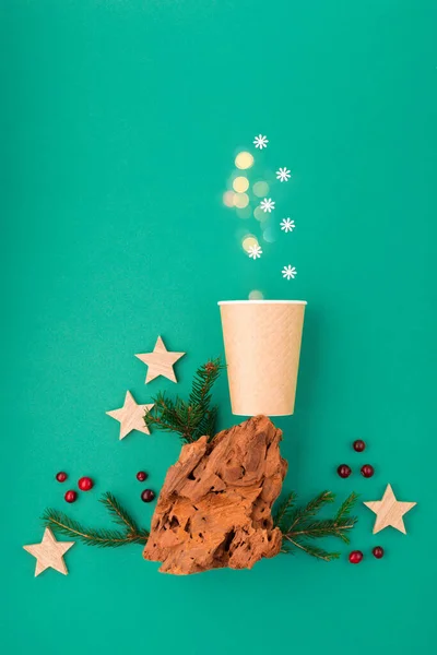 Zero Waste Christmas New Year Winter Drink Concept Trendy Eco — Stock Photo, Image