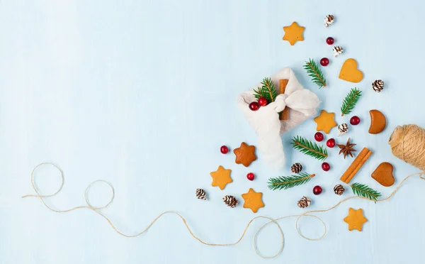 Geen Kerst Nieuwjaarsversieringen Verspillen Trendy Milieuvriendelijke Handgemaakte Gift Blauwe Houten — Stockfoto