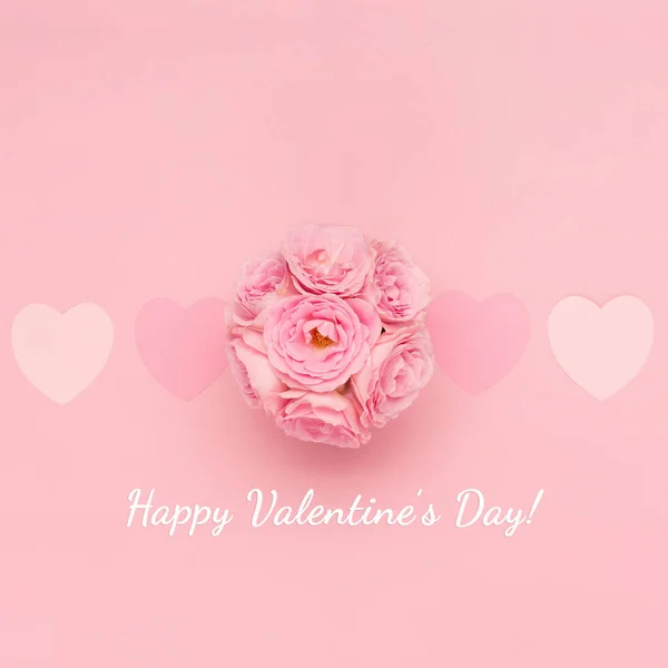 Feestelijke Kerstkaart Voor Valentijnsdag Verjaardag Vrouw Moederdag Bloemen Rozen Roze — Stockfoto