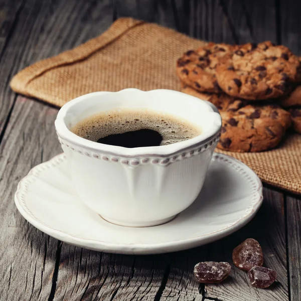 Šálek espresso a soubory cookie — Stock fotografie