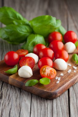 kiraz domates, mozzarella peyniri ile