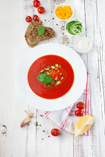 Rajčatová polévka Gaspacho — Stock fotografie