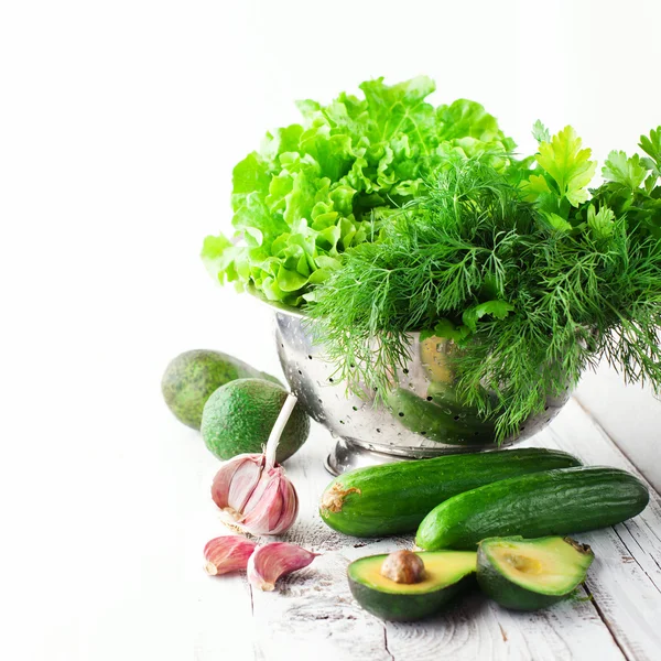 Blandning av gröna grönsaker — Stockfoto