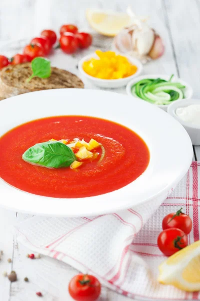 Rajčatová polévka Gaspacho — Stock fotografie