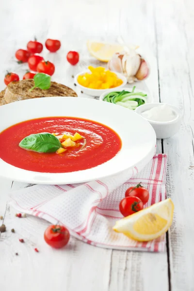 Rajčatová polévka Gaspacho — Stock fotografie