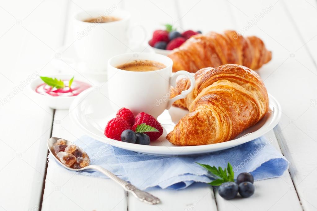 Croissants and coffee for breakfast