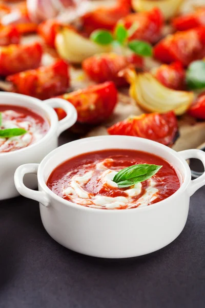 Fresh hot tomato soup — Zdjęcie stockowe