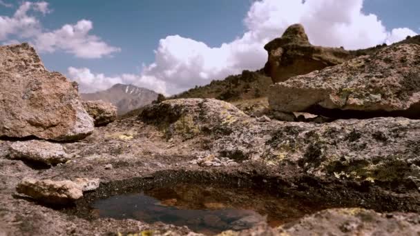 Kristalhelder Water Bergen Van Noordelijke Kaukasus Elbrus Zomertijd — Stockvideo