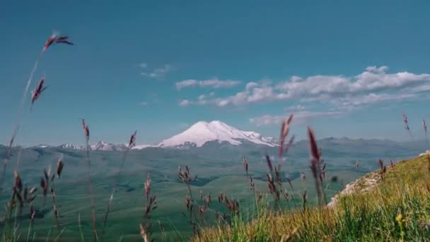 Elbrus Caucasus Mountains Paesaggio Time Lapse Formazione Nuvole Vista Dall — Video Stock
