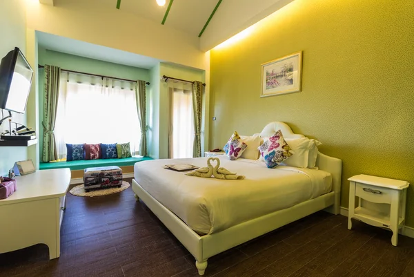 Estilos Modernos Sala Estar Con Cama Resort Tailandia —  Fotos de Stock