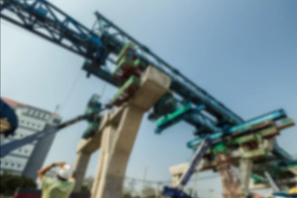 Defocus Ponte Girder Máquina Montagem Estrada Canteiro Obras Tailândia — Fotografia de Stock