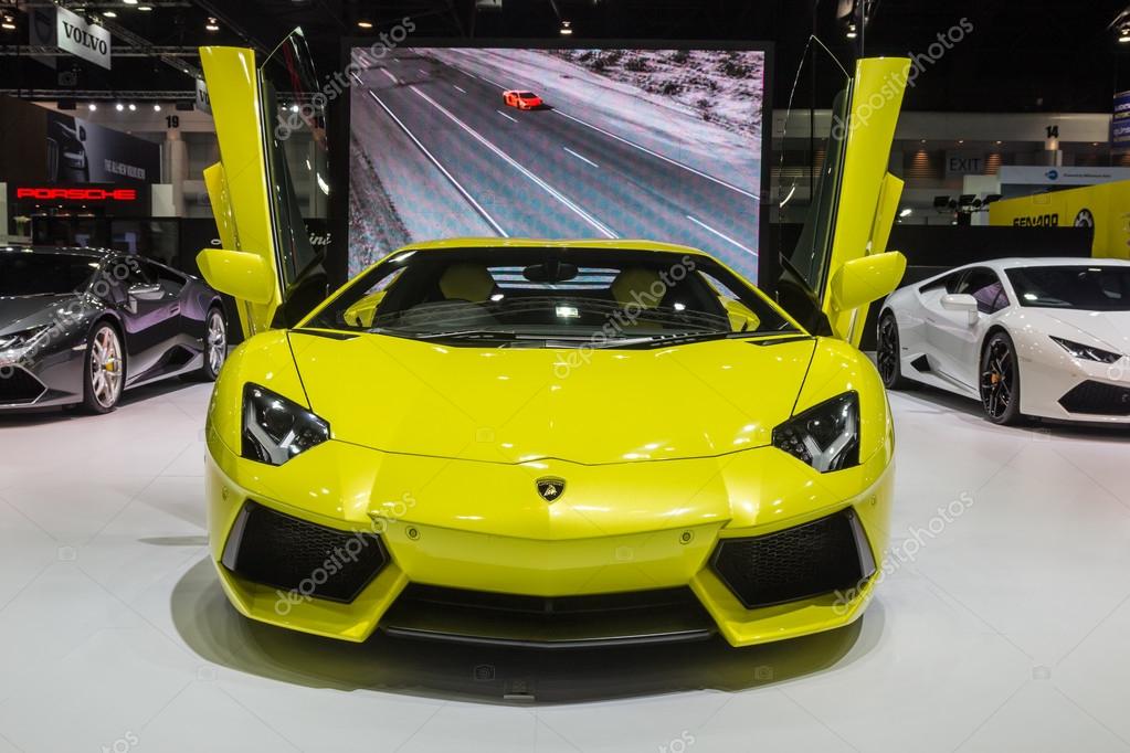NONTABURI, THAILAND - 23 MAR : Lamborghini Aventador LP 700-4 showed in Thailand the 37th Bangkok International Motor Show on 23 March 2016