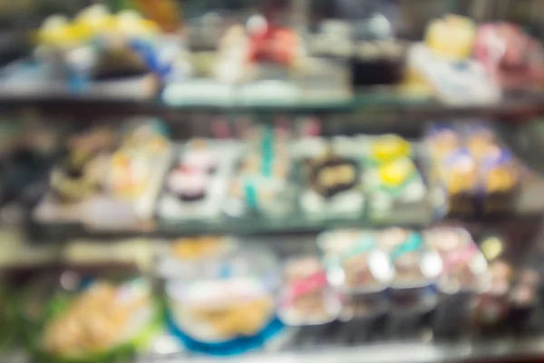 Defocus of food on shelf in supermarket