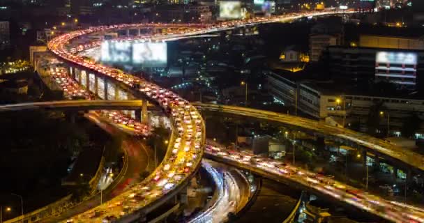 Timelapse Ruchu Miasta Nocą Bangkok Tajlandia — Wideo stockowe