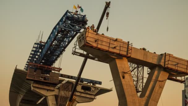 Timelapse Travailleur Travaillant Sur Site Construction Autoroute Thaïlande — Video