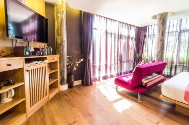 Oturma odası ile yatak modern tarzı