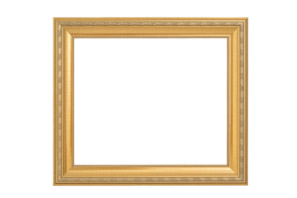 Antique golden frame isolated on white 