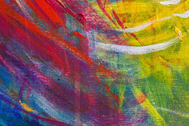 Doku ve boyalı tuval üzerine akrilik rengini kapatın