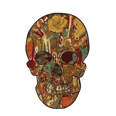 Çizgi roman ve kafatası, dövme 