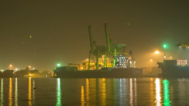 Timelapse Casi Día Puerto Khlong Toei Bangkok Tailandia Entre Niebla — Vídeos de Stock