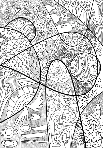 Arta liniei abstracte cu stil doodle și zentagle — Vector de stoc