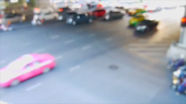 Trafik Işık Gece Yüksek Görünümünden Hızlı Hareket Odak — Stok video