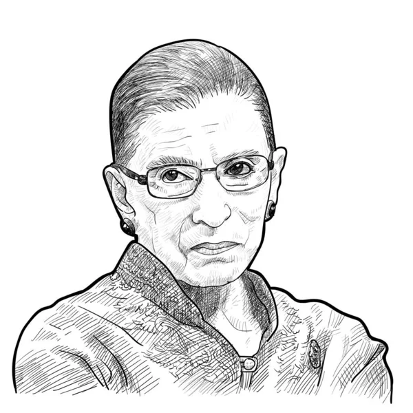 Ruth Bader Ginsburg, 1 Kasım 2020 'de Birleşik Devletler Anayasa Mahkemesi Yargıcı' nın portresini beyaz arka planda izole etti. vektör illüstrasyonu.