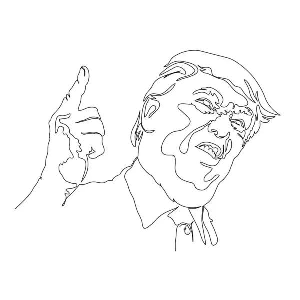 Dibujando Caricatura Donald Trump Cara Seria Señalando Con Dedo Hacia — Vector de stock