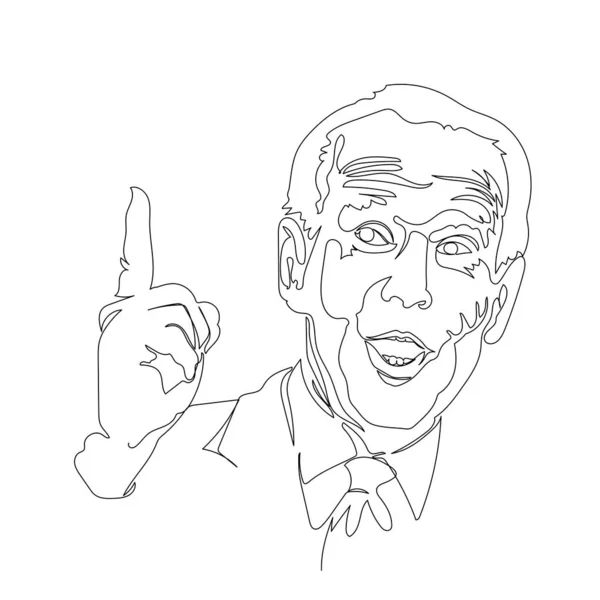 Dibujo Caricatura Joe Baiden Señalando Con Dedo Hacia Arriba Dibujo — Vector de stock